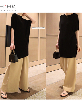 PKH.HK气质女装折扣店 轻薄美利奴细羊毛可调长短连袖针织上衣