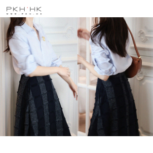 實穿舒適亞麻棉修身 PKH.HK氣質女裝 折扣店 新鮮感 細條紋襯衫