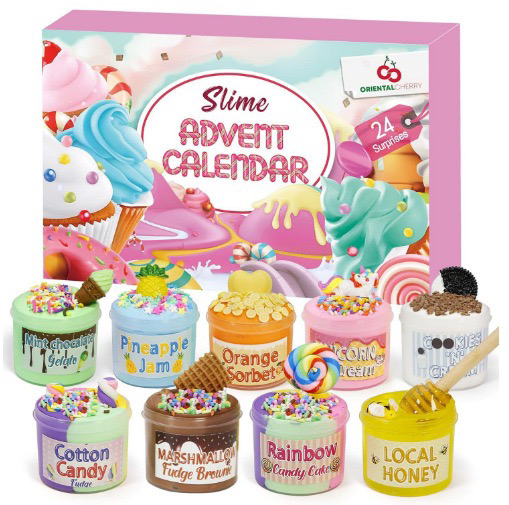 跨境圣诞倒计时日历 DIY 蓬松史莱姆套装趣味礼物盲盒儿童玩具