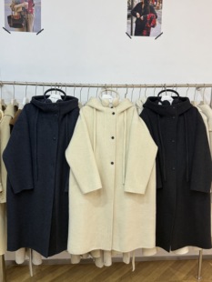 2025新款东大门双面羊绒大衣连帽外套女羊毛耳机休闲时尚羊毛外套