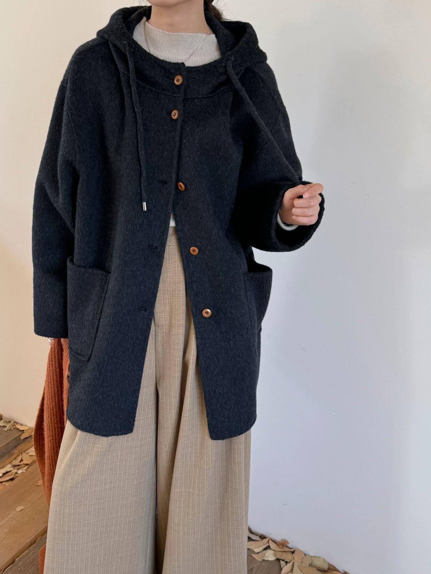 2025东大门新款双面羊绒大衣女小个子中长款连帽休闲羊毛呢外套女,女装/女士精品,毛呢外套,淘宝优惠券,粉丝福利购,淘宝优惠卷