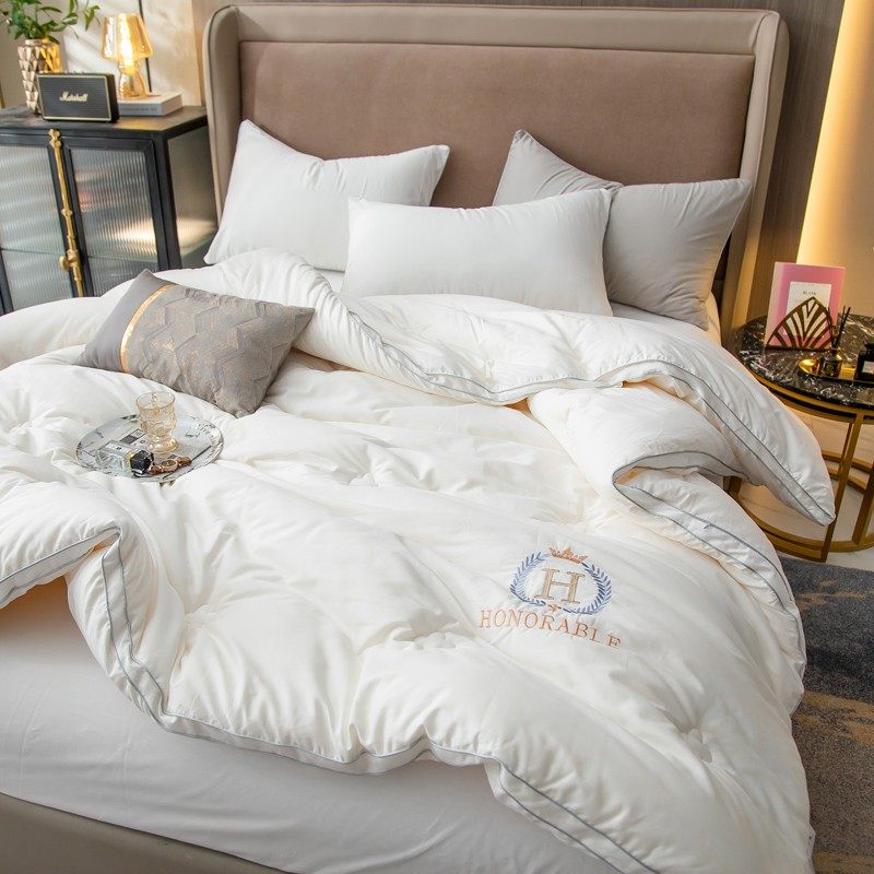 五星级酒店床上用品全棉空调被白色纯棉春秋抗菌防螨大豆被子被芯