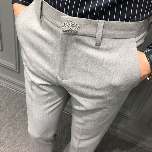 九分休闲裤男士小脚免烫西裤
