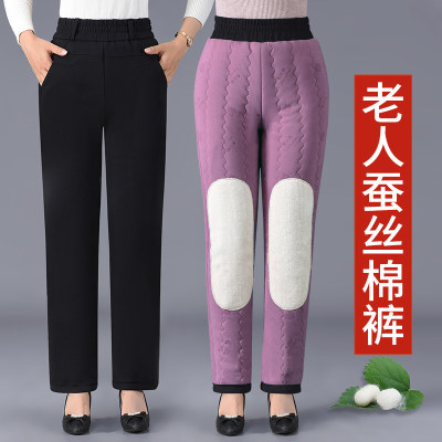 宽松直筒加绒加厚妈妈外穿棉裤
