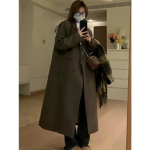 大码胖mm复古高级感夹棉西装领毛呢外套女秋冬百搭中长款呢子大衣