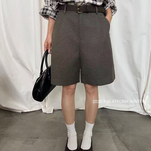 T-PLATFORM26176秋款新品简洁宽松时尚百搭女士四分裤