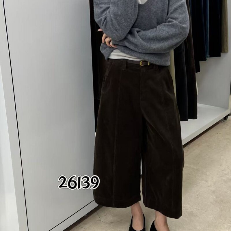T-PLATFORM26139冬款新品简洁宽松时尚百搭女拉毛士八分阔腿裤