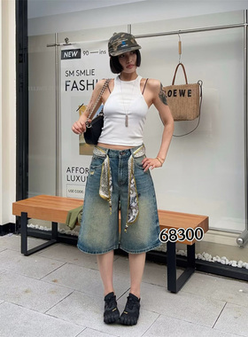 索玛拉68300夏款新品简洁时尚百搭高腰显瘦女款六分牛仔阔腿裤