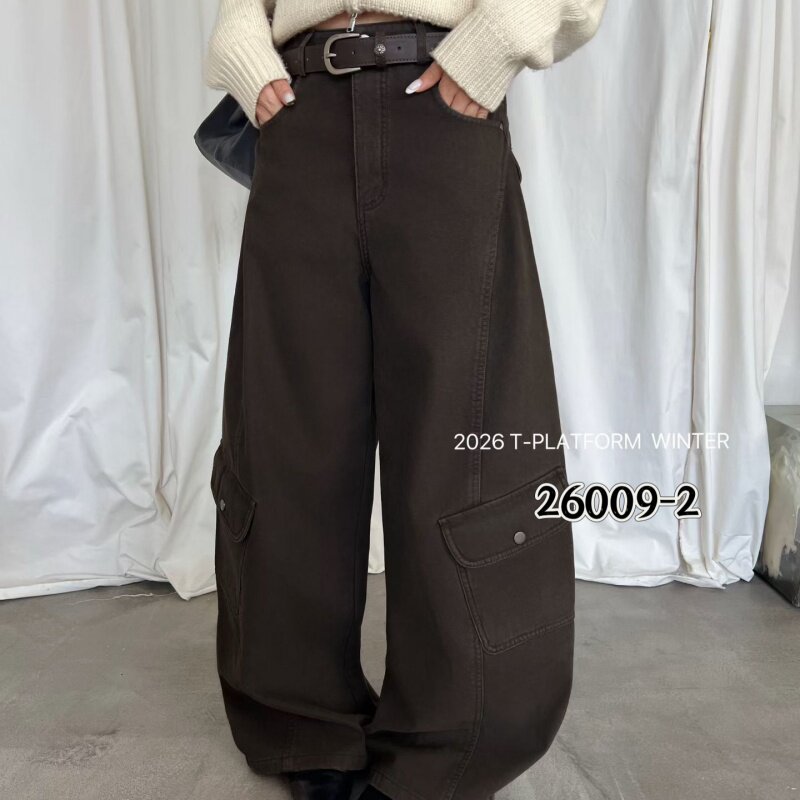 T-PLATFORM26009冬款新品简洁宽松时尚百搭女士工装裤