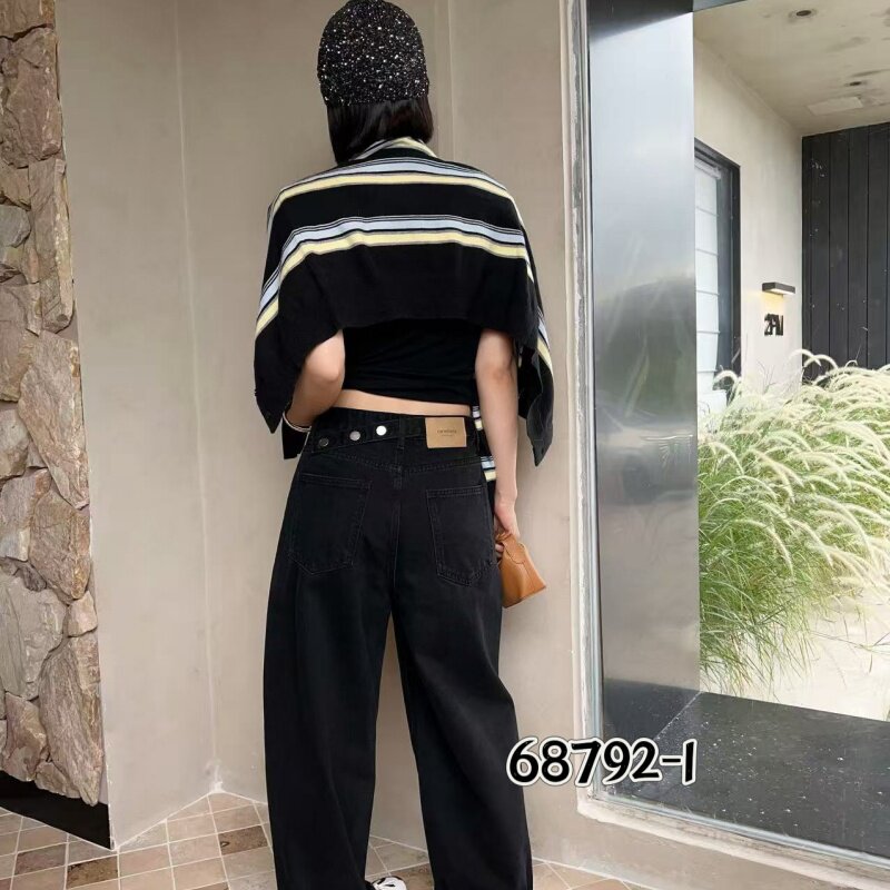 索玛拉68792秋款新品简洁时尚百搭高腰时尚宽松无弹牛仔奶奶裤