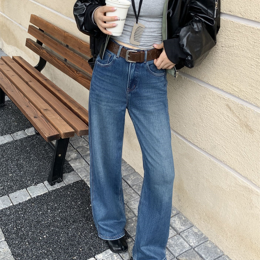 十米菲86320新品2025冬款简洁时尚宽松拖地窄版植绒牛仔阔腿裤,女装/女士精品,牛仔裤,淘宝优惠券,粉丝福利购,淘宝优惠卷