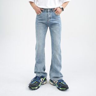 nirben 显腿长多色牛仔裤韩版百搭显瘦阔腿微喇水洗ins直筒潮流男