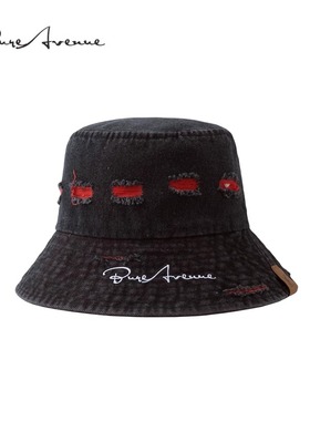 【官方正品】Bure Avenue春夏季牛仔布渔夫帽子字母布标盆帽男女