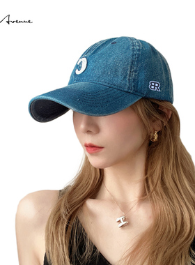 Bure Avenue复古软顶字母C牛仔棒球帽休闲弯檐显脸小遮阳鸭舌帽子
