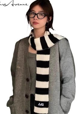 【官方正品】Bure Avenue条纹高级感针织围巾女秋冬保暖百搭围脖
