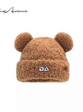 【正品现货】Bure Avenue冰点款可爱小熊毛线帽冬加绒保暖针织帽