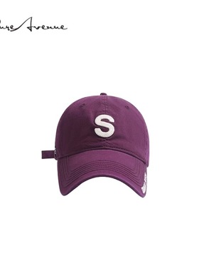 【官方正品】Bure Avenue时尚S字母刺绣棒球帽子韩版宽檐鸭舌帽女
