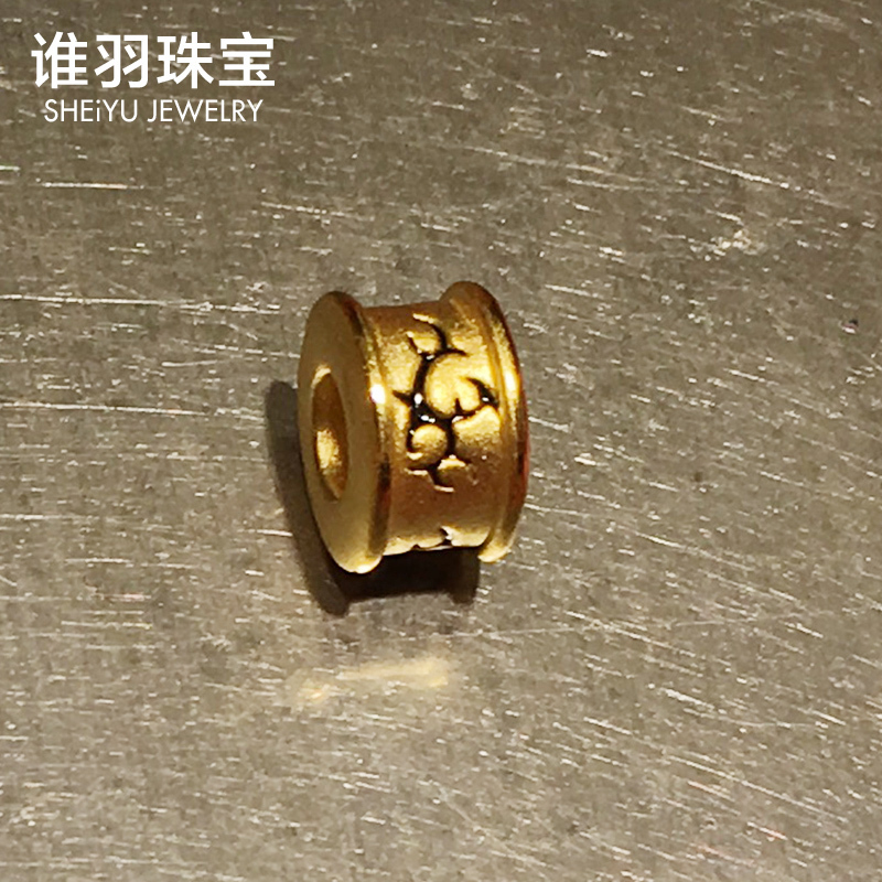 足金串珠吊坠黄金手链