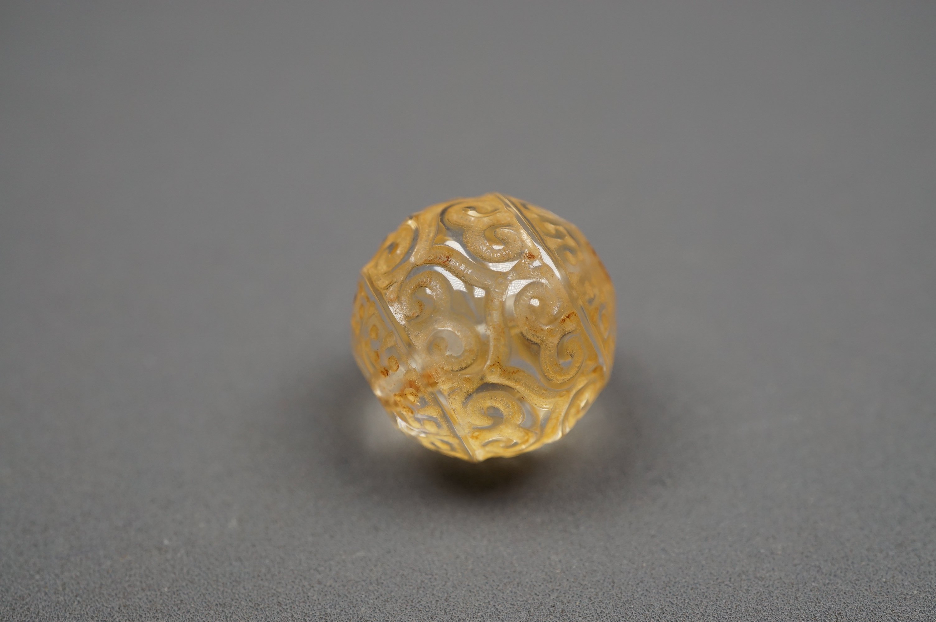 创汇期 天然老水晶珠子 白色 黄水晶 如意纹 勾云的 素面 直筒珠