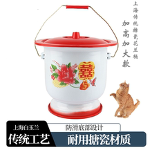 痰盂坐便器女高脚尿桶大人尿盆带盖搪瓷防臭家用起夜老人卧室加厚