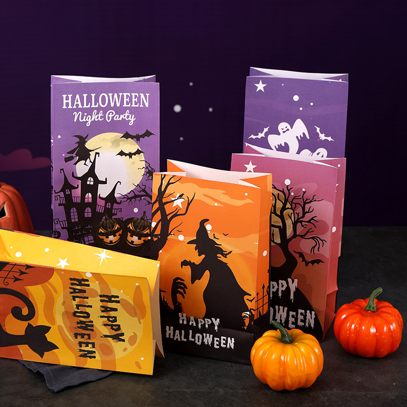 万圣节糖果袋搞怪南瓜礼品包装袋儿童礼物派对糖果平口袋牛皮纸袋