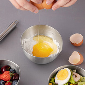 304不锈钢带刻度打蛋盆水果沙拉料理碗 尖嘴引流量杯耐热搅拌分料