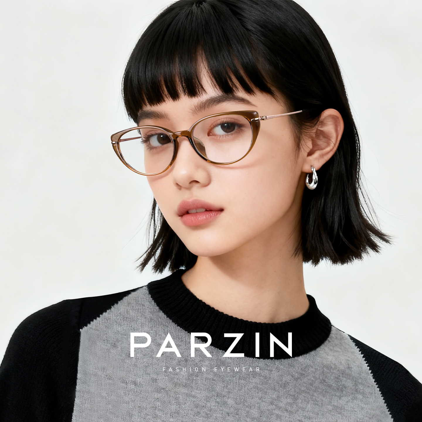 帕森新品棕色猫眼眼镜架