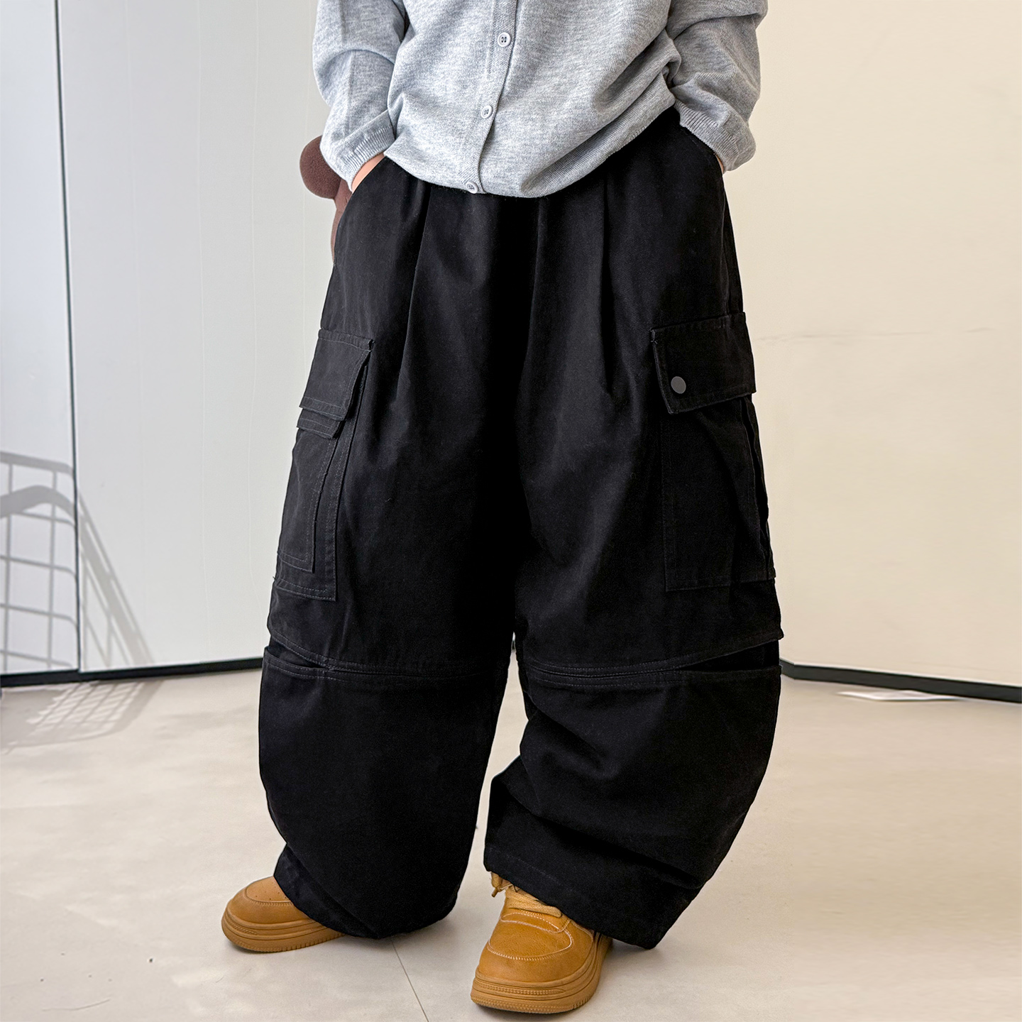 男童秋冬款加绒加厚工装长裤