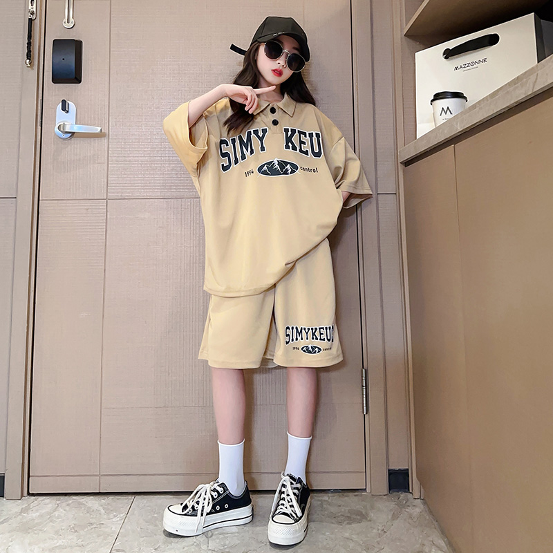 女童夏季套装2025新款中大儿童装夏装短袖短裤洋气女孩时髦polo衫