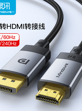 跨境dp转hdmi线8k60hz高清电竞高刷电脑显卡显示器转接线dp转hdmi