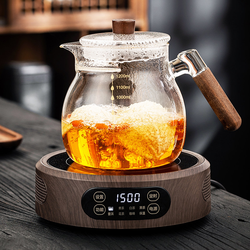家用侧把尖嘴公道杯玻璃煮茶壶图片