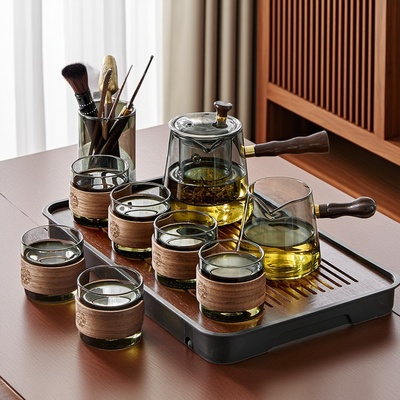 玻璃茶具套组家用2025新款泡茶壶专用办公室喝茶杯功夫茶台一整套