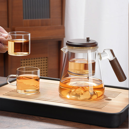 飘逸杯2025新款高端一键茶水分离飘逸杯泡茶壶玻璃内胆飘逸杯