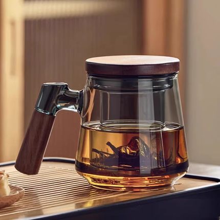 玻璃泡茶杯2025新款带过滤茶水分离杯子办公杯男士个人专用喝茶杯