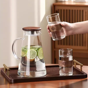 2025新款 冷水壶玻璃耐高温家用凉白开水壶杯子套装 大容量花果茶壶