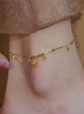 韩版新款小众设计感金色铃铛脚链轻奢ins冷淡风网红脚链时尚百搭
