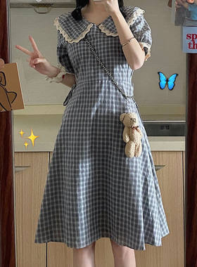 小清新甜美日系初恋格子裙连衣裙
