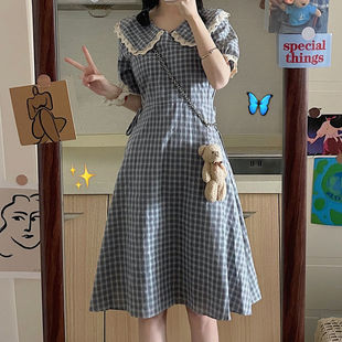 小清新甜美日系初恋格子裙连衣裙女夏小个子可盐可甜裙子夏季短裙