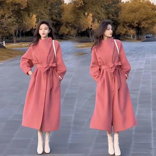 今年流行粉色西装风衣外套女新款小个子高级感大衣女款时尚女装
