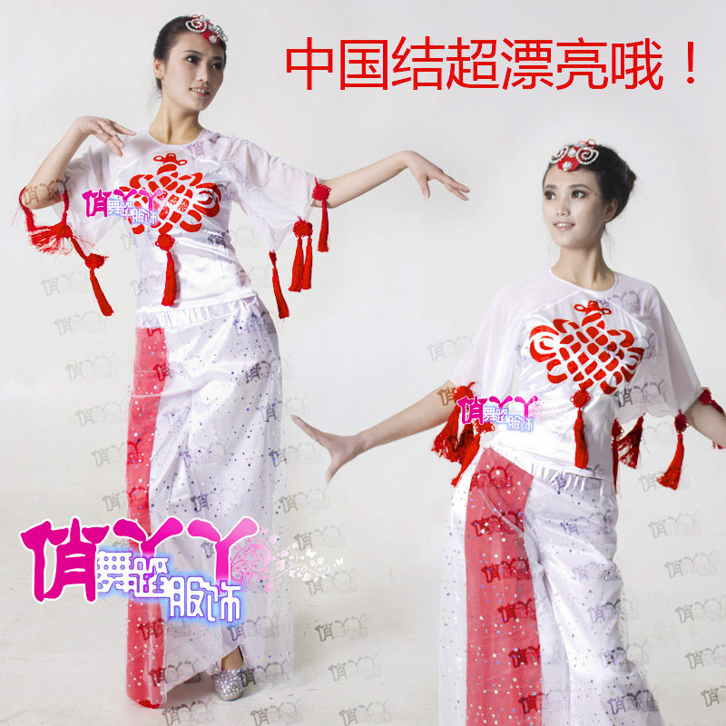 梦里寻他千百度舞蹈服饰/盛世鸿姿红色胶州秧歌开场舞表演出白色