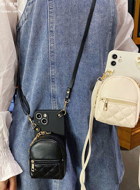 小香风零钱包适用oppoReno9手机壳k10/k9x背带书包Reno8/7se斜挎挂绳6pro+/5k/4se软findx6/x3/x5女A58x/A55