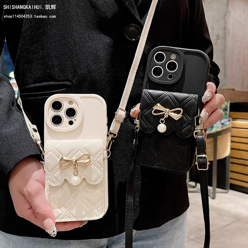 小香风蝴蝶结卡包适用oppo手机壳