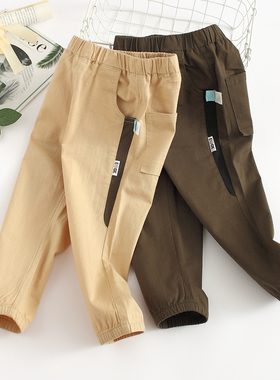 非常小鱼80164男童裤子童装儿童裤子春秋装新款时尚撞色工装裤潮