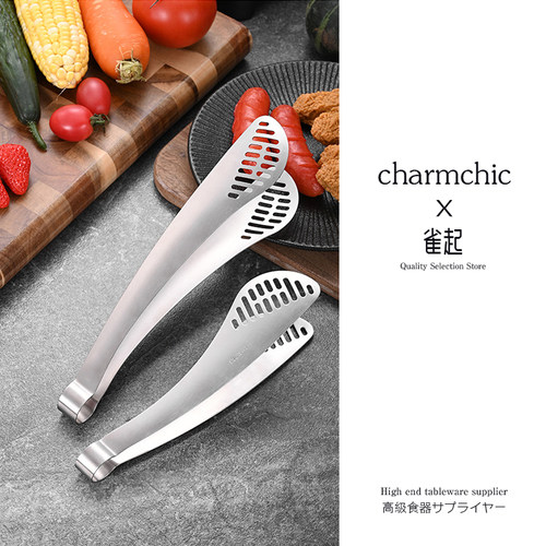 加厚304不锈钢食品夹烤肉夹子烧烤夹子烤鱼食物夹面包夹家用夹子