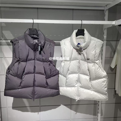 Adidas三叶草25冬男女款保暖运动棉羽羽绒背心马甲 KV3987 KV3986