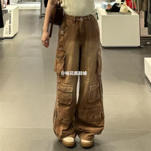 Adidas三叶草25冬宋雨琦同款 工装 裤 KC5871 多口袋运动牛仔长裤