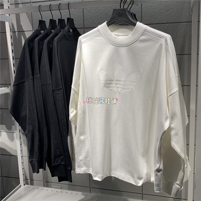Adidas三叶草25年冬季男女运动黑色白色长袖套头衫KD6575 KD6576图片
