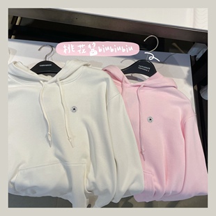 A07 Converse 10021640 女白色粉色小Logo连帽毛圈卫衣 A08 匡威