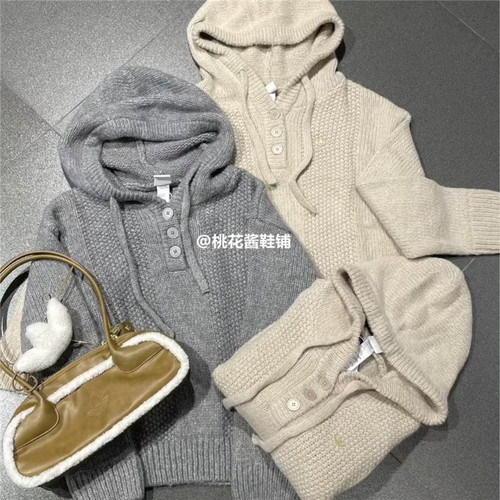 Adidas三叶草25冬女子针织连帽保暖运动套头衫毛衣KS5967 KS5968