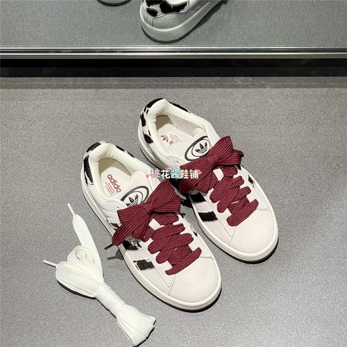 Adidas三叶草26年秋季男女CAMPUS 00S奶牛纹运动休闲面包鞋KJ7475